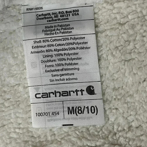 Carhartt Sherpa Fleece Lined Full Zip Hoodie Sweater W Med Warm Gorp Workwear - Picture 9 of 12